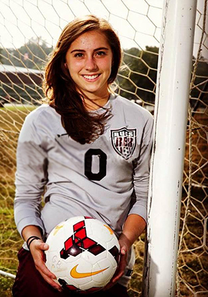 Sarah soccer goalie and Student Scholar Athlete of her school.